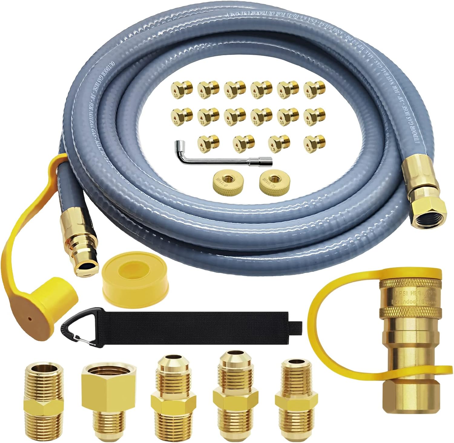 12FT 3/8" ID Natural Gas Hose, Low Pressure LPG Hose with Quick Connect, for Weber, Char-Broil, Pizza Oven, Patio Heater and More NG Appliance Propane to Natural Gas Conversion Kit