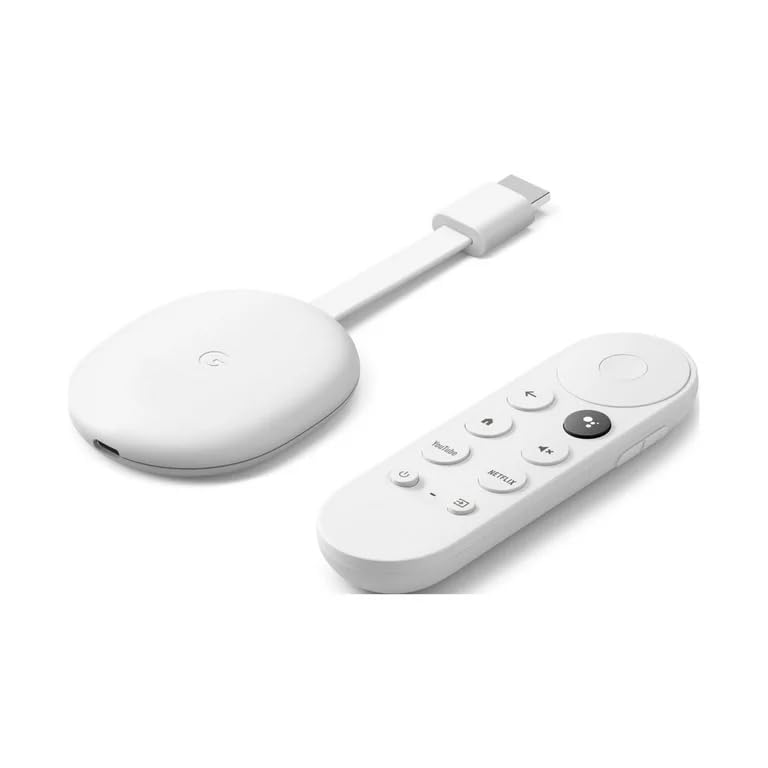 Chromecast with Google TV (HD) Streaming Stick, 1080p, Snow + Accessories P119163