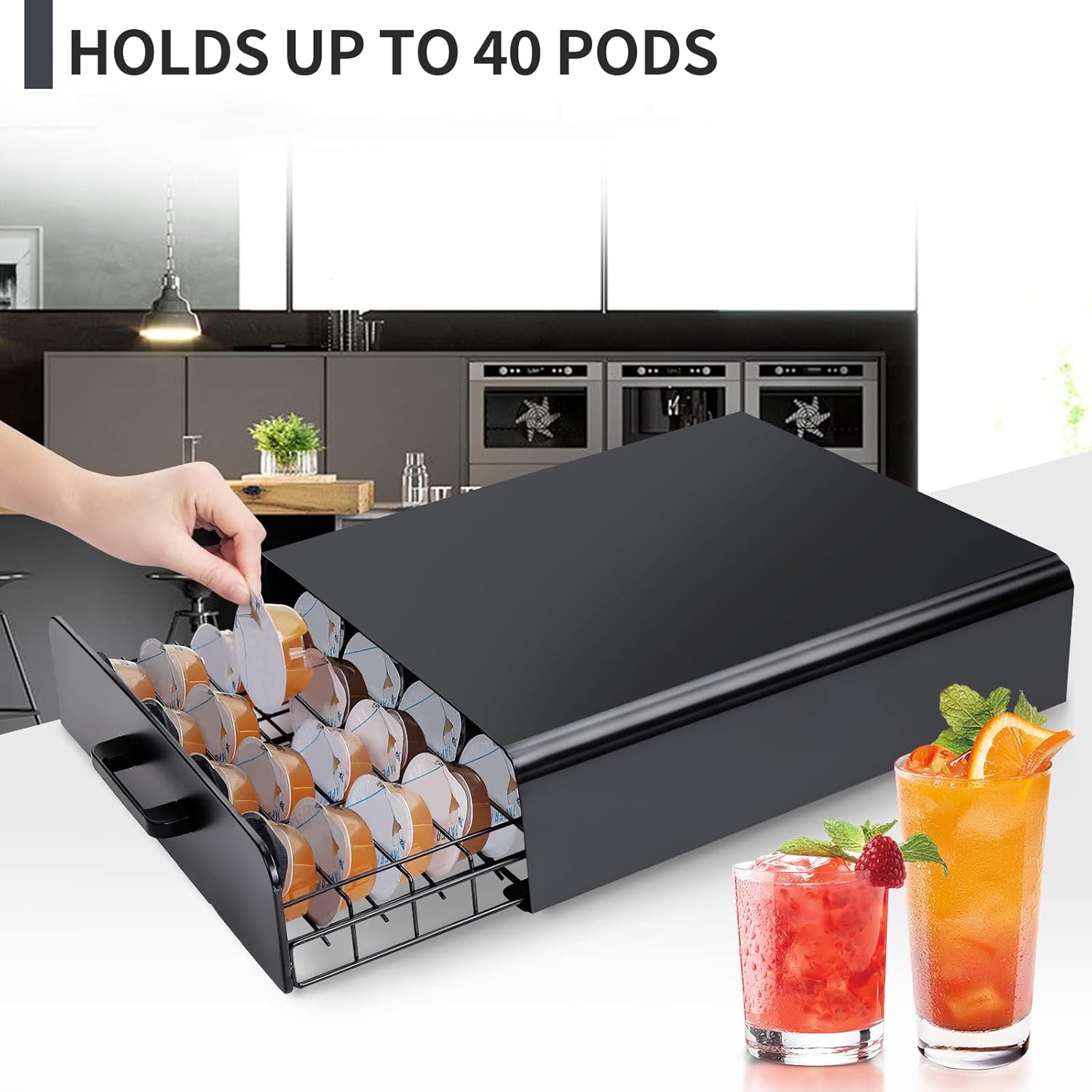 Pod Holder for Bartesian Cocktail Capsules, Fits Under Machine, 40 Pods A747647