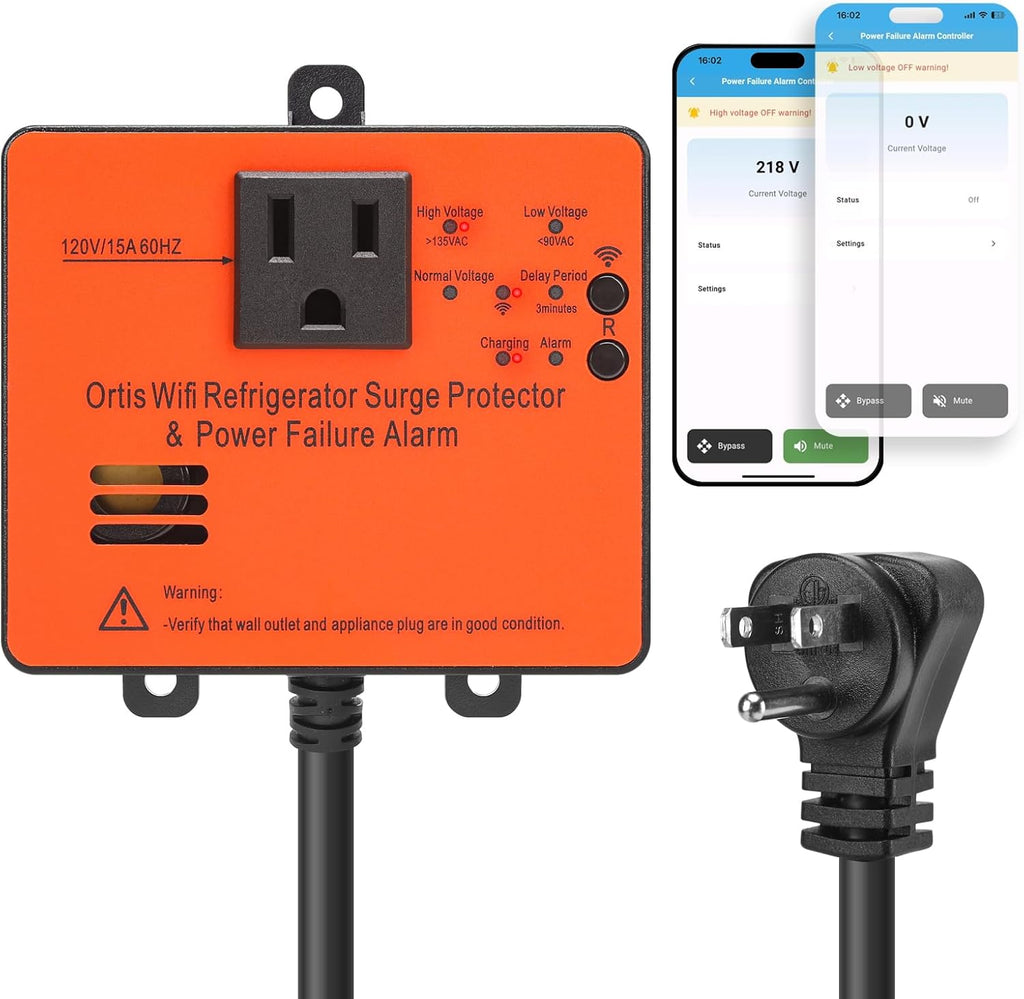 Wi-Fi Smart Power Failure Alarm with Surge Protector, Remotely Monitor and Control Your Refrigerator Via App, Ensuring The Safety of Refrigerator and Food Stored Inside