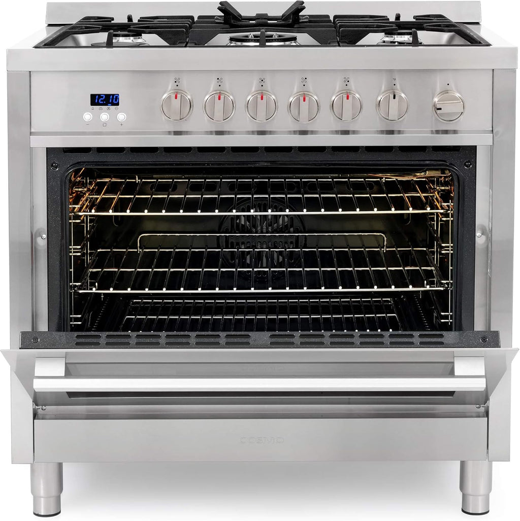 Cosmo COS-965AGFC 36 in. Gas Range with 5 Burner Cooktop, Stainless Steel D6909