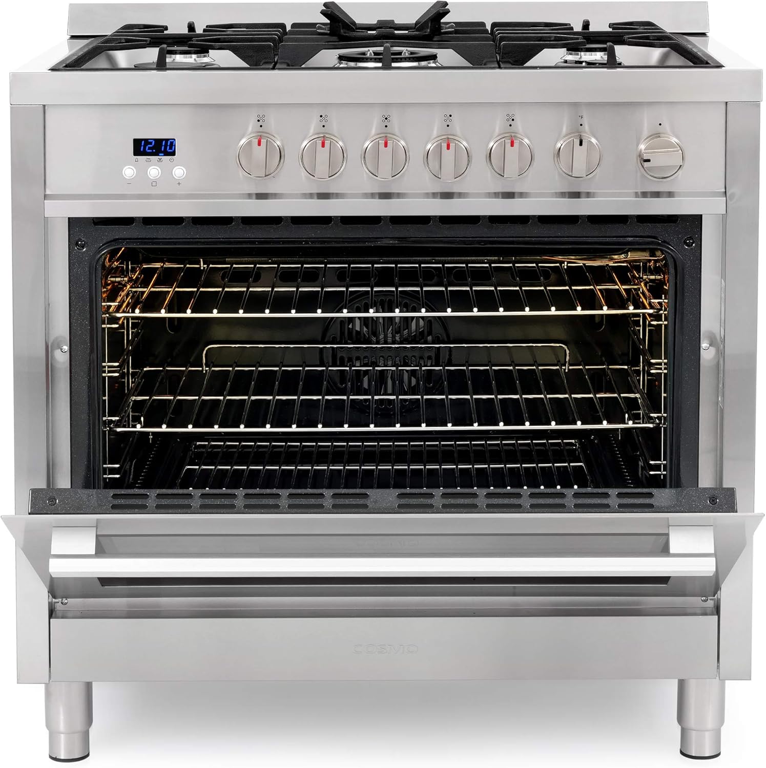 Cosmo COS-965AGFC 36 in. Gas Range with 5 Burner Cooktop, Stainless Steel D6909