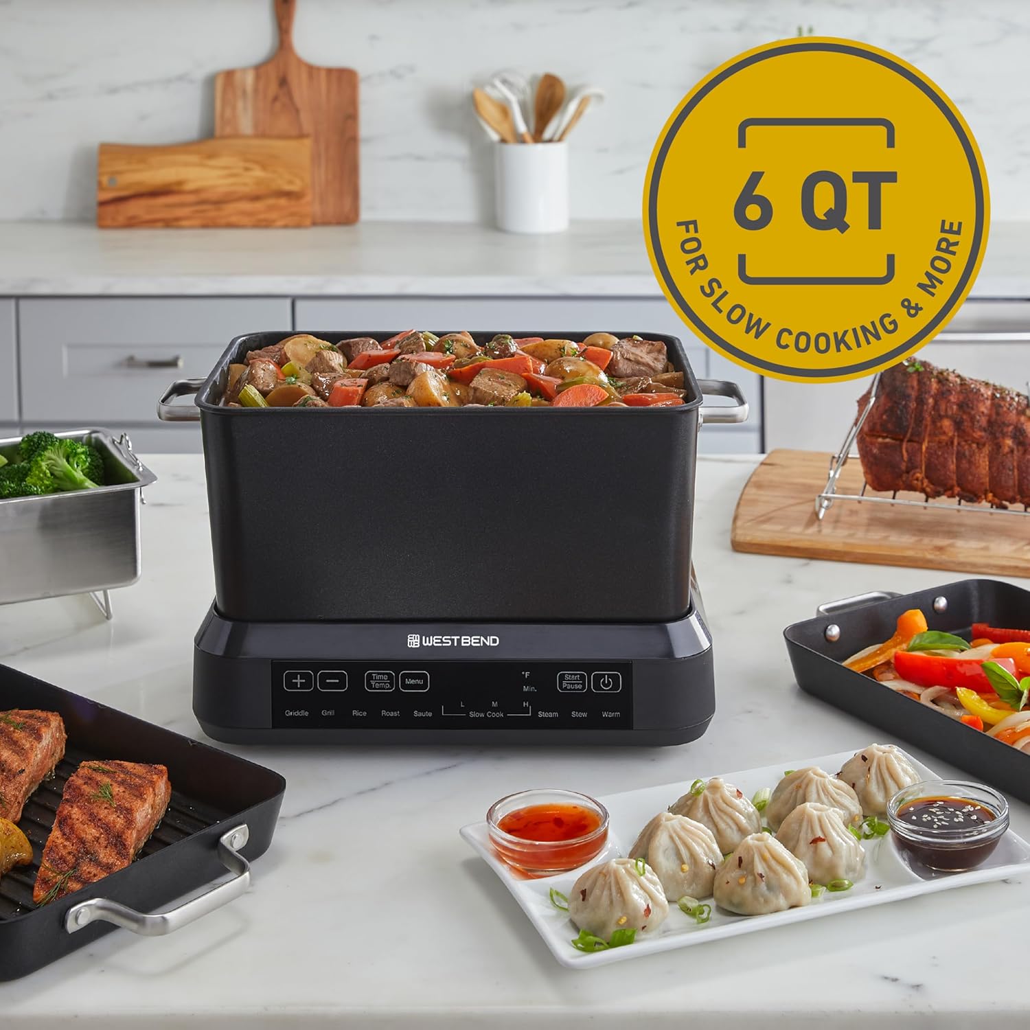 West Bend Versatility Plus Slow Cooker, 6-Quart, Non-Stick, Black S7173