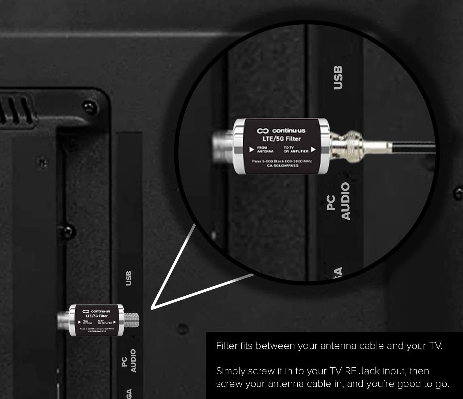 LTE 5G Filter by Continu.us for TV Antenna Signal Purifier U340214