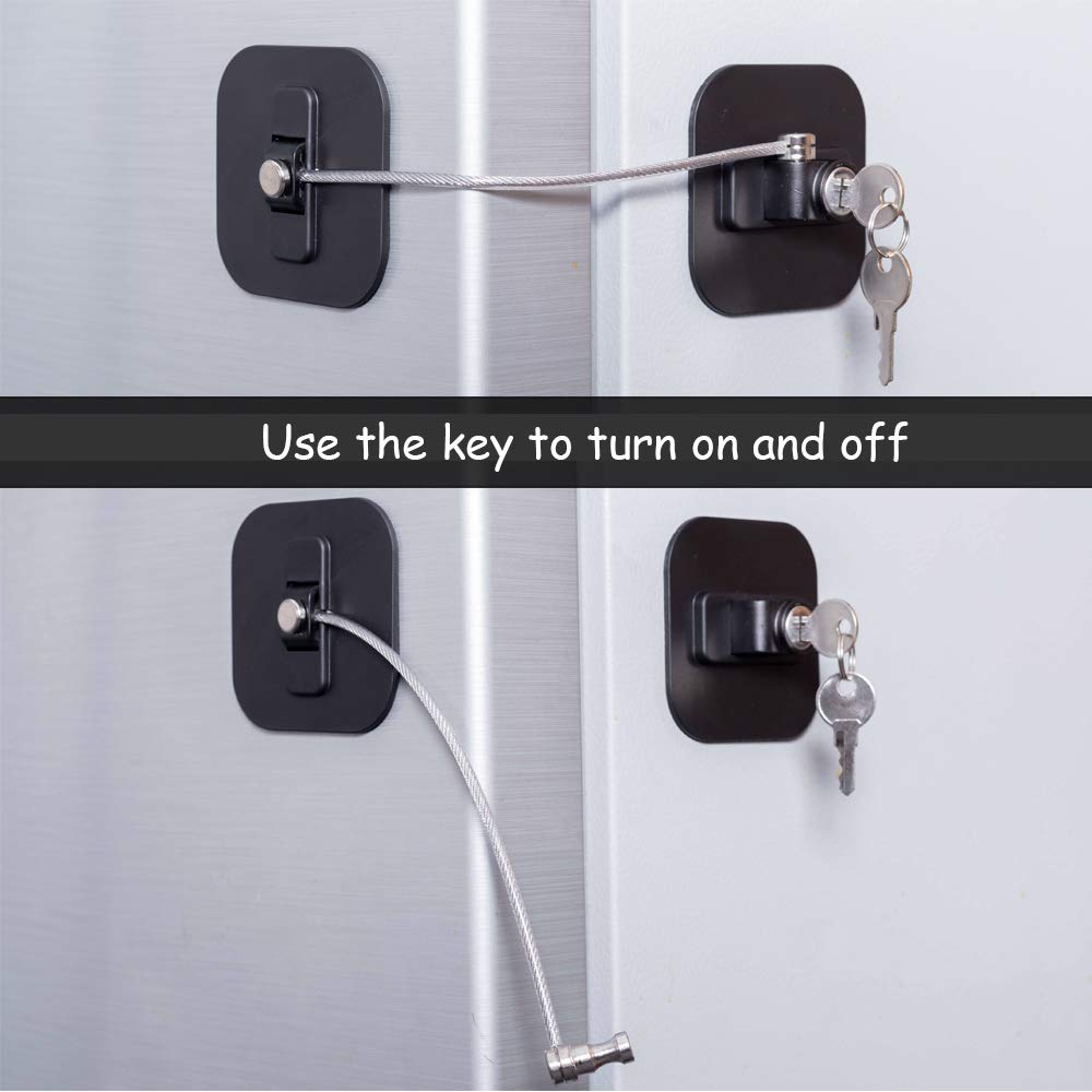Refrigerator Lock with Keys for Child Proof, Black, 1 Pack J798148