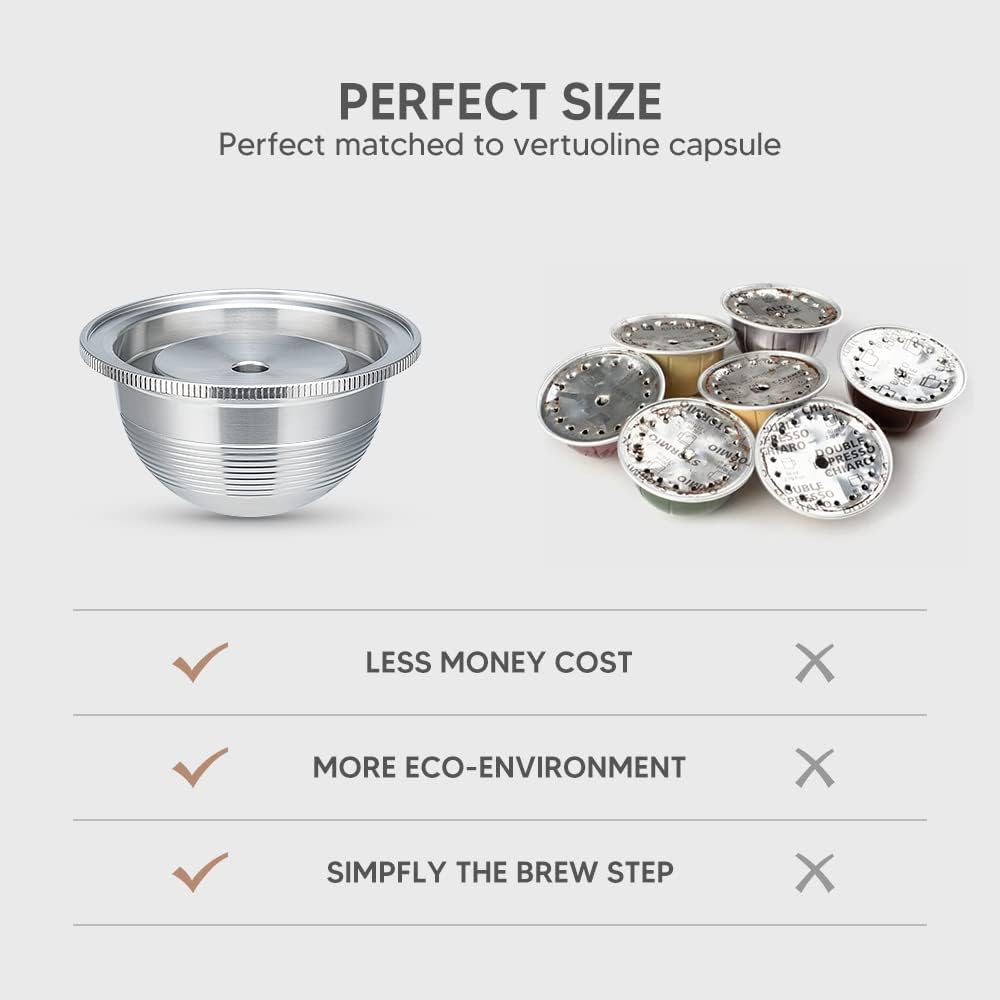 Stainless Steel Refillable Coffee Pods for Nespresso VertuoPlus D125192