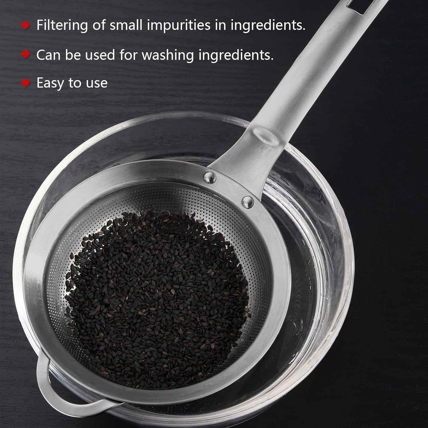 Stainless Steel Fine Mesh Strainer with Handle, Set of 2 P95411