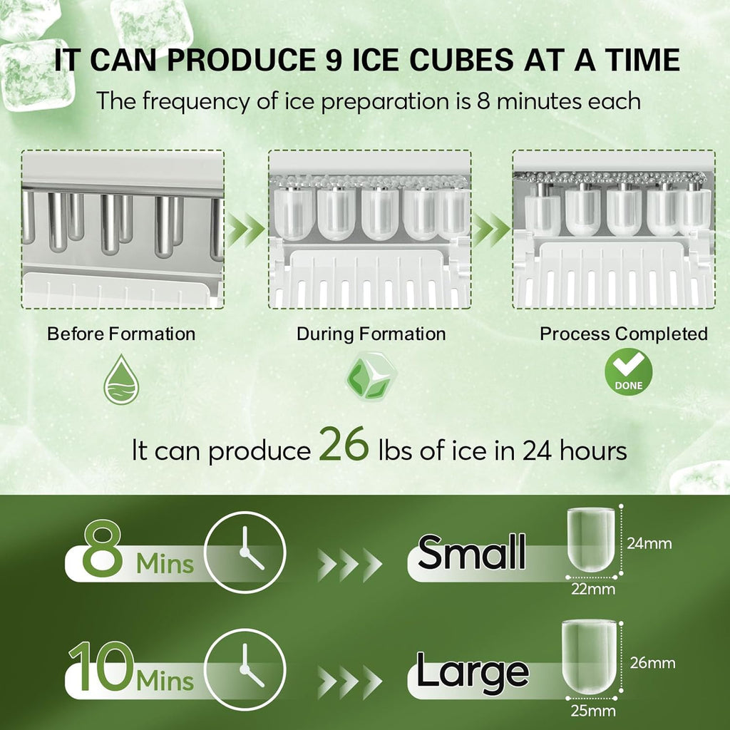 Portable Countertop Ice Maker Machine with Self-Cleaning, Ice Scoop and Basket, Black A423784