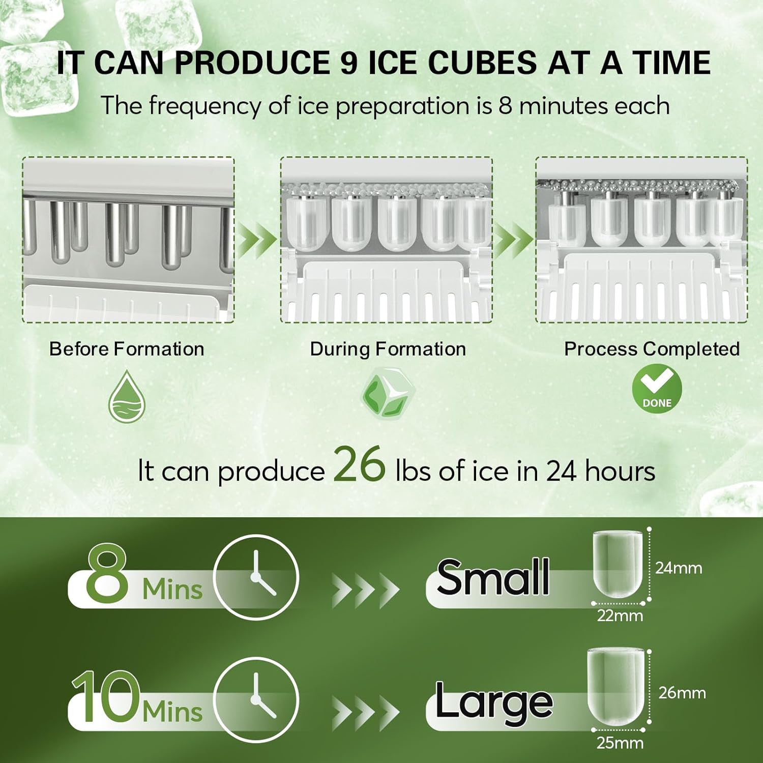 Portable Countertop Ice Maker Machine with Self-Cleaning, Ice Scoop and Basket, Black A423784