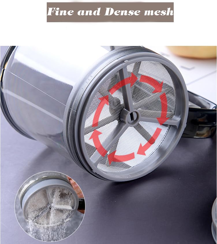 Flour Sifter with Hand Press, 3 Cup Fine Mesh, BPA Free, Gray R4259