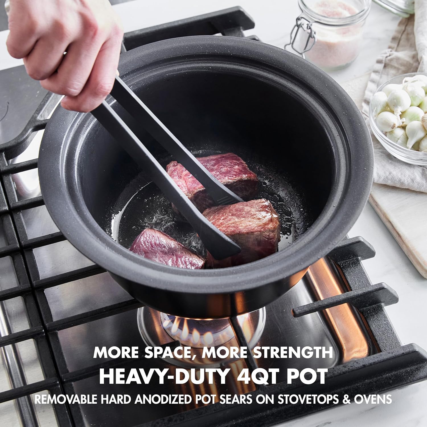 GreenPan Bistro Noir 4QT Electric Slow Cooker with Lid, PFAS-Free Ceramic Nonstick Inner Pot L69192