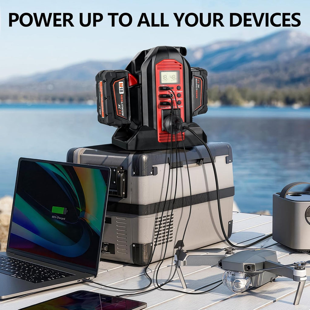 350W Power Inverter for Milwaukee M18 18V Battery, DC to AC 110V J8935
