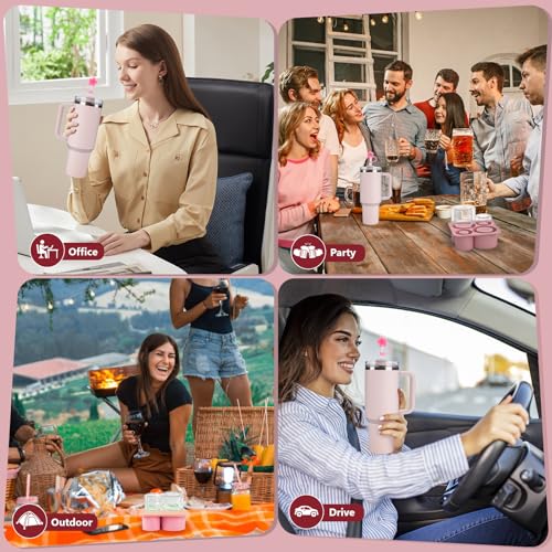 Silicone Ice Cube Tray for Tumbler, 4 Pcs Cylinder Ice Mold for Freezer W65887