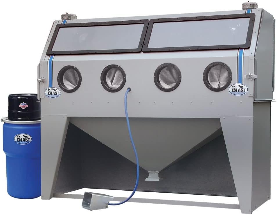 Skat Blast TP Tools USA 2872 Sandblast Sandblasting Cabinet with HEPA Vacuum, 72" W x 28" D x 28" H Work Area, Made in USA