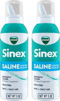 Vicks Sinex SALINE Nasal Spray, Drug Free Ultra Fine Mist, Clear Everyday Sinus Congestion Fast, Clear Mucus from a Cold or Allergy, Daily Use 5.0 fl oz x 2