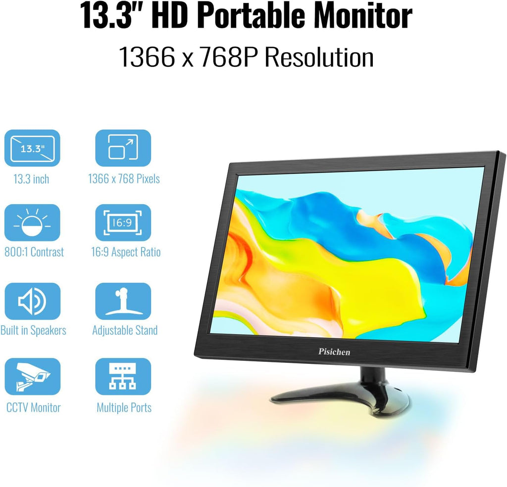 13.3 inch Portable Mini HDMI Monitor with Built-in Speakers S897