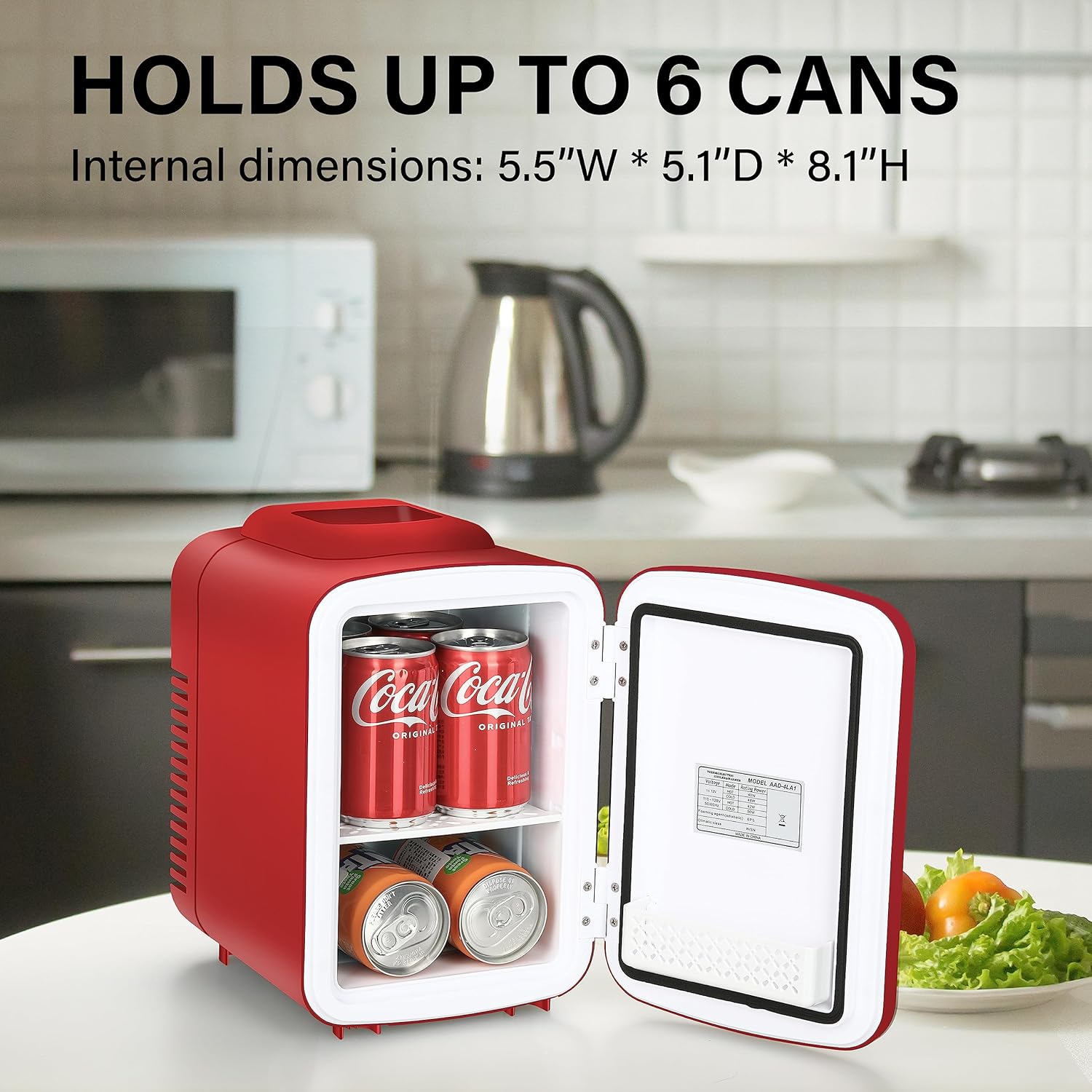 Simple Deluxe Mini Fridge 4L Portable Cooler & Warmer Freon-Free, Red F264592