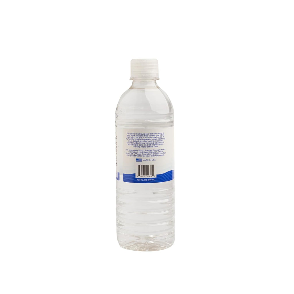 Snugell Distilled Water 16.9 oz Bottles 12-Pack, BPA Free, Made in USA E13910