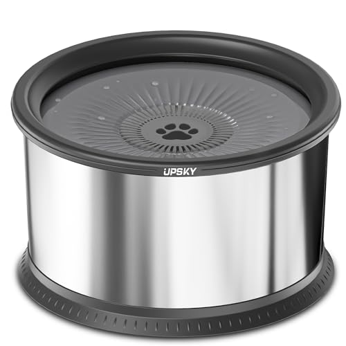 UPSKY 6.5L Dog Water Bowl,1.6 Gallon Super Large Capacity No Spill Dog Water Bowl,Stainless Steel Spill Proof Slow Water Feeder,No Splash Water Bowl with Anti-Slip Mat for Messy Drinkers
