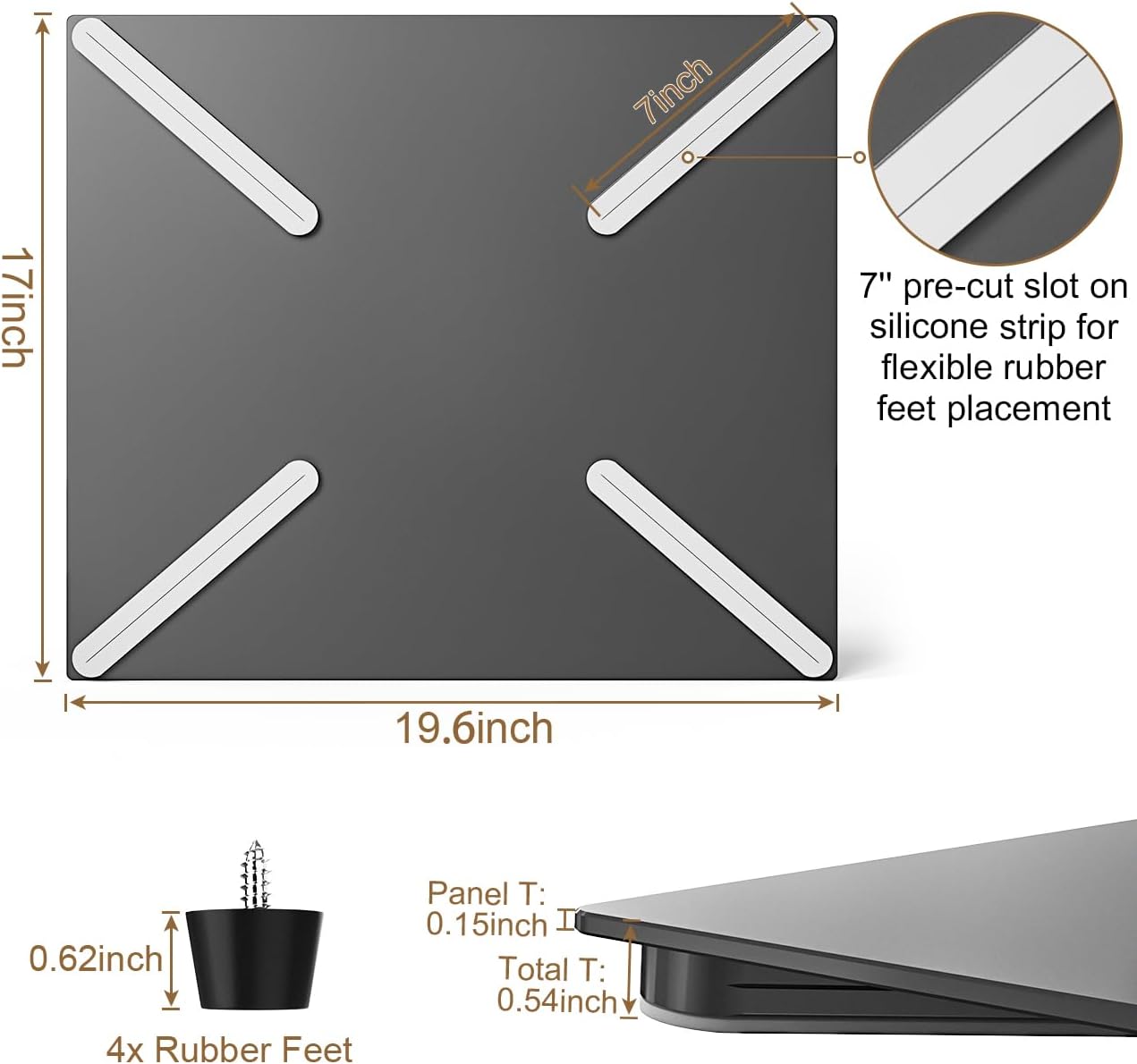 Aluminum RV Stove Top Cover & Gas Burner Board, Non-Slip, 19.6" x 17" Z445927