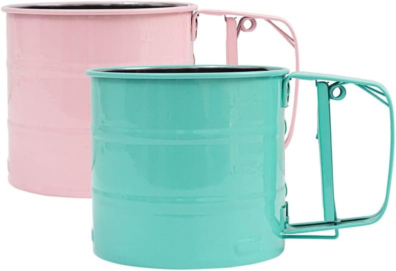 Stainless Steel Double Layer Hand-held Flour Sifter, Pink C1220