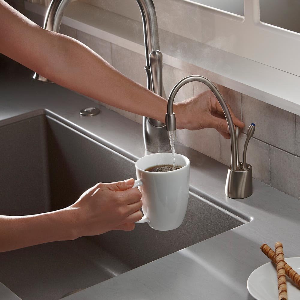 InSinkErator Contemporary Hot and Cold Water Dispenser Faucet, Satin Nickel C7088