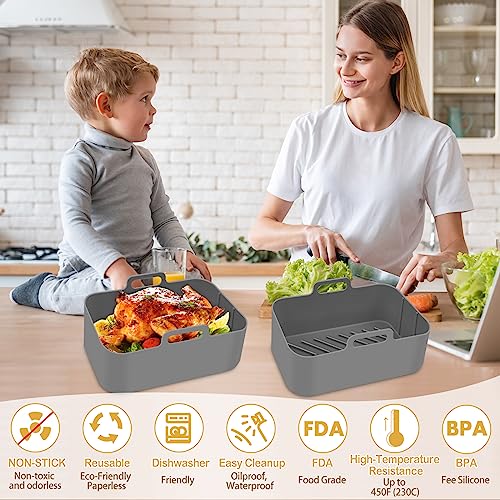 Air Fryer Silicone Liners 2-Pack Rectangular for Ninja Dual J95507