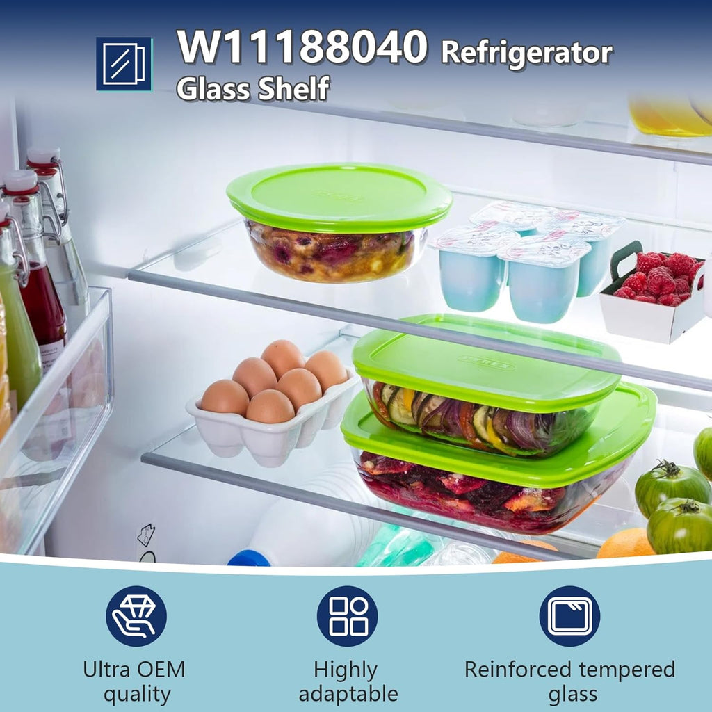 W11188040 Refrigerator Glass Shelf Replacement for Whirlpool, IKEA, Maytag G559214