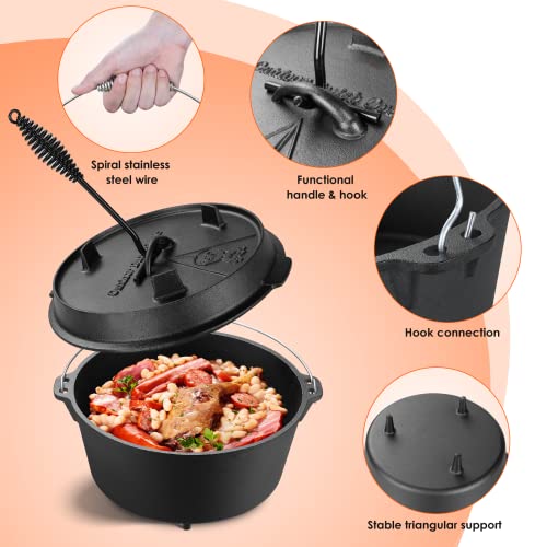 Cast Iron Dutch Oven with Lid Lifter Handle and Dual Function Lid Griddle A392