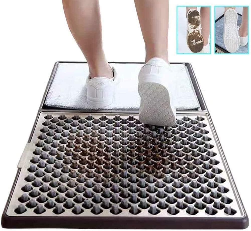 Non Slip Shoe Soles Disinfecting Floor Mat, Automatic Cleaning Household Foot Pads, Indoor Outdoor Rubber Easy Clean Sole Doormat, Carpet and Door Mats, Shoe Sole Cleaner, Washabl Footbath Mat