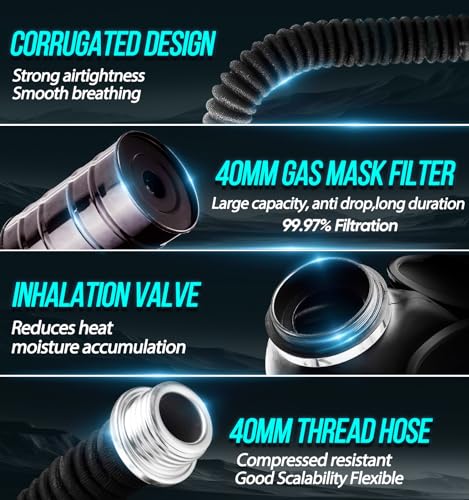 NBWAN Full Face Gas Mask Respirator with 40mm Activated Carbon Filter B917