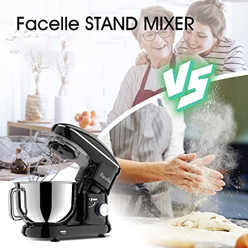 Facelle Kitchen Stand Mixer, 660W Tilt-Head with 6.5 QT Stainless Steel Bowl Q746309