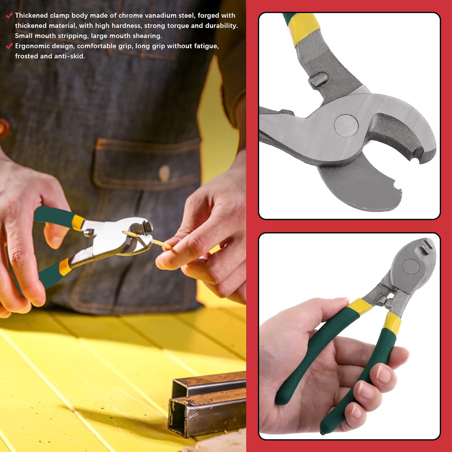 Hilitchi 6 8 10 Inch Stainless Steel Cable Cutters with Storage Pouch C6084