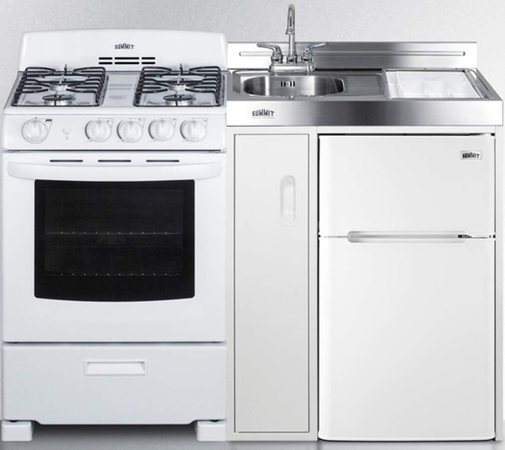 Summit Appliance ACK54GASW 54" All-in-One Kitchenette with Gas Range and Refrigerator R882059