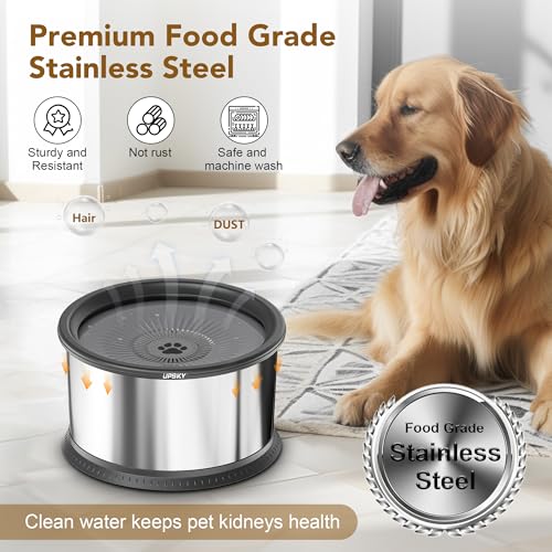 UPSKY 6.5L Stainless Steel No Spill Dog Water Bowl with Anti-Slip Mat I6262