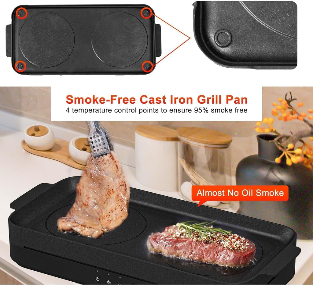 Induction Cooktop 2 Burner Portable with Removable Cast Iron Griddle S528177