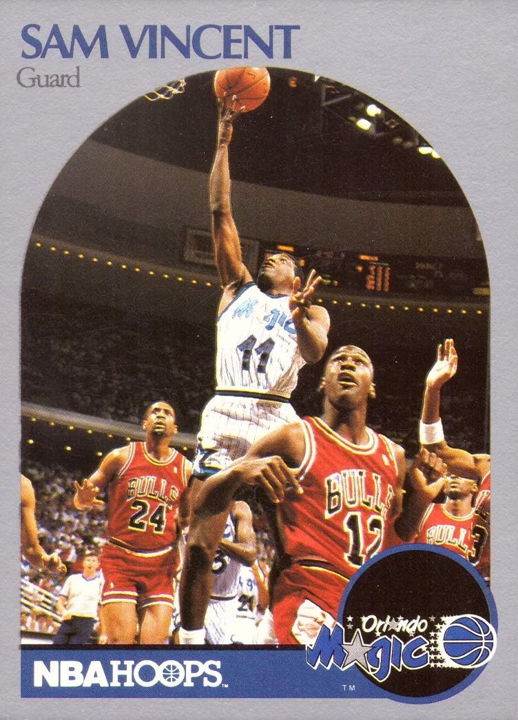 1990-91 NBA Hoops #223 Sam Vincent Basketball Card - Only Michael Jordan Card in a #12 Chicago Bulls Jersey