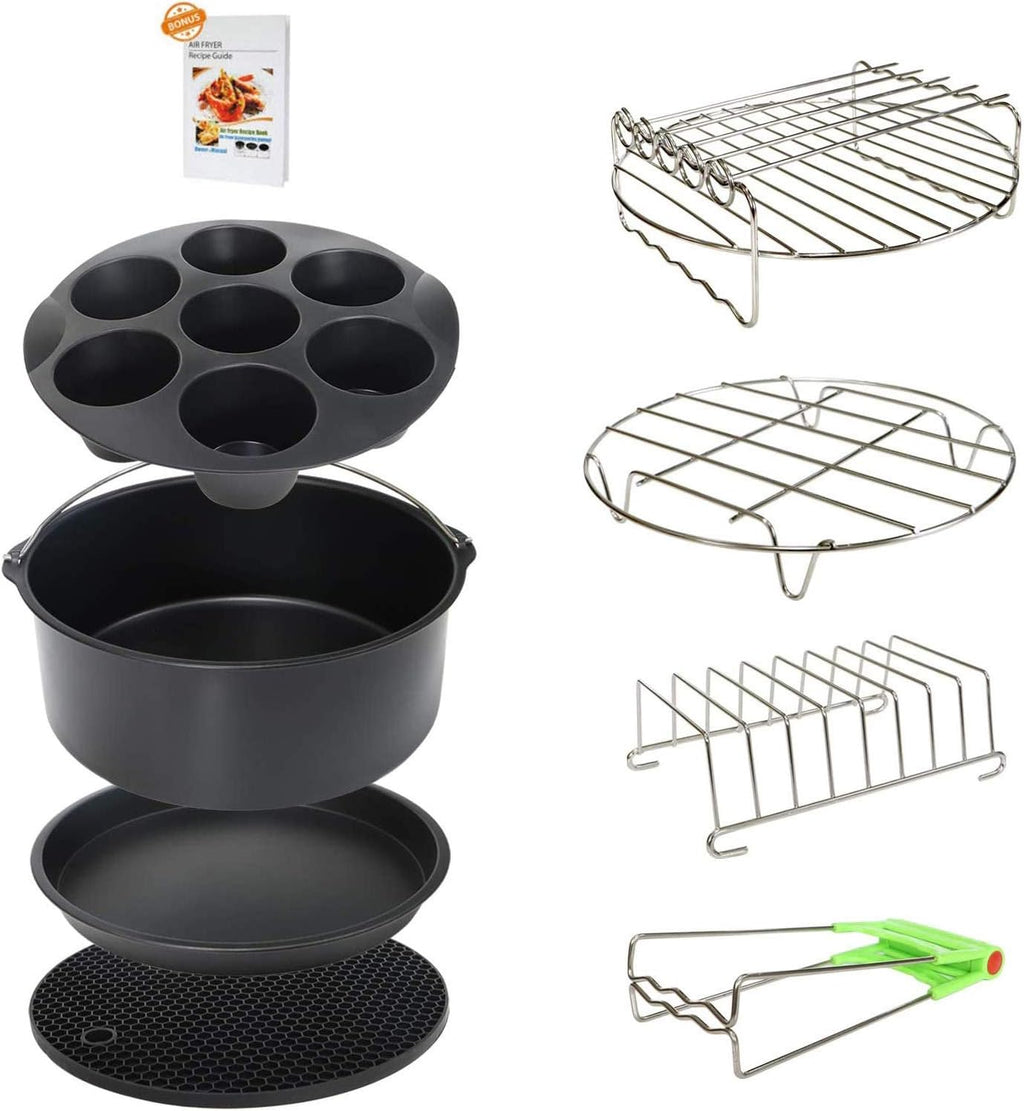 9 Inch XL Air Fryer Accessories 8Pcs Compatible with Phillips 965X Cozyna and Secura etc,Fit Most 5.3QT - 6.8QT Air Fryer