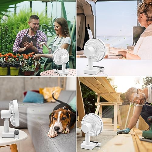 WIXBOSHU Rechargeable Oscillating Desk Fan, 4 Speeds, USB J76033