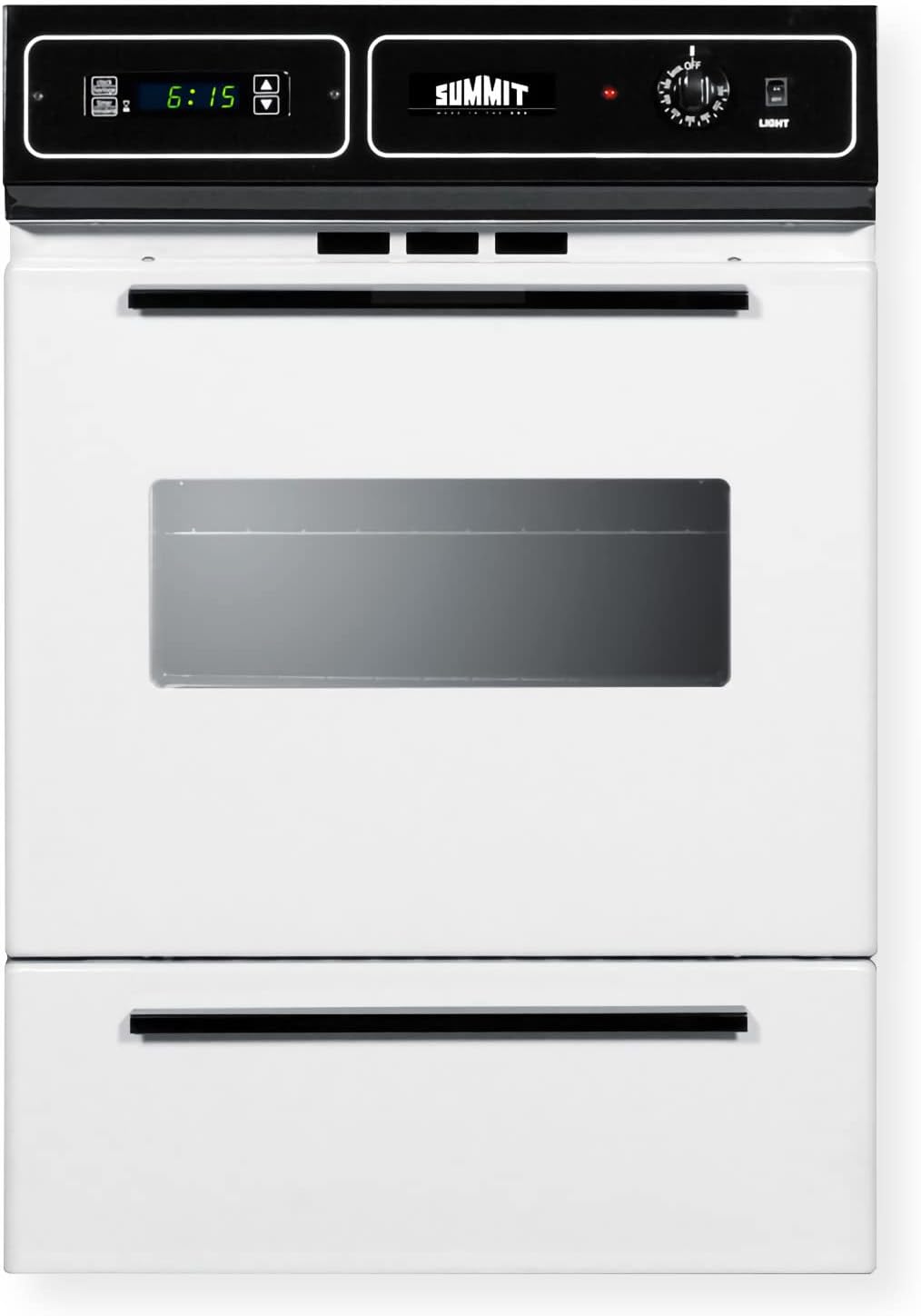 Summit Appliance WTM7212KW 24" Wide Gas Wall Oven with Electronic Ignition, Digital Clock/Timer, Interior Light, Lower Broiler Compartment