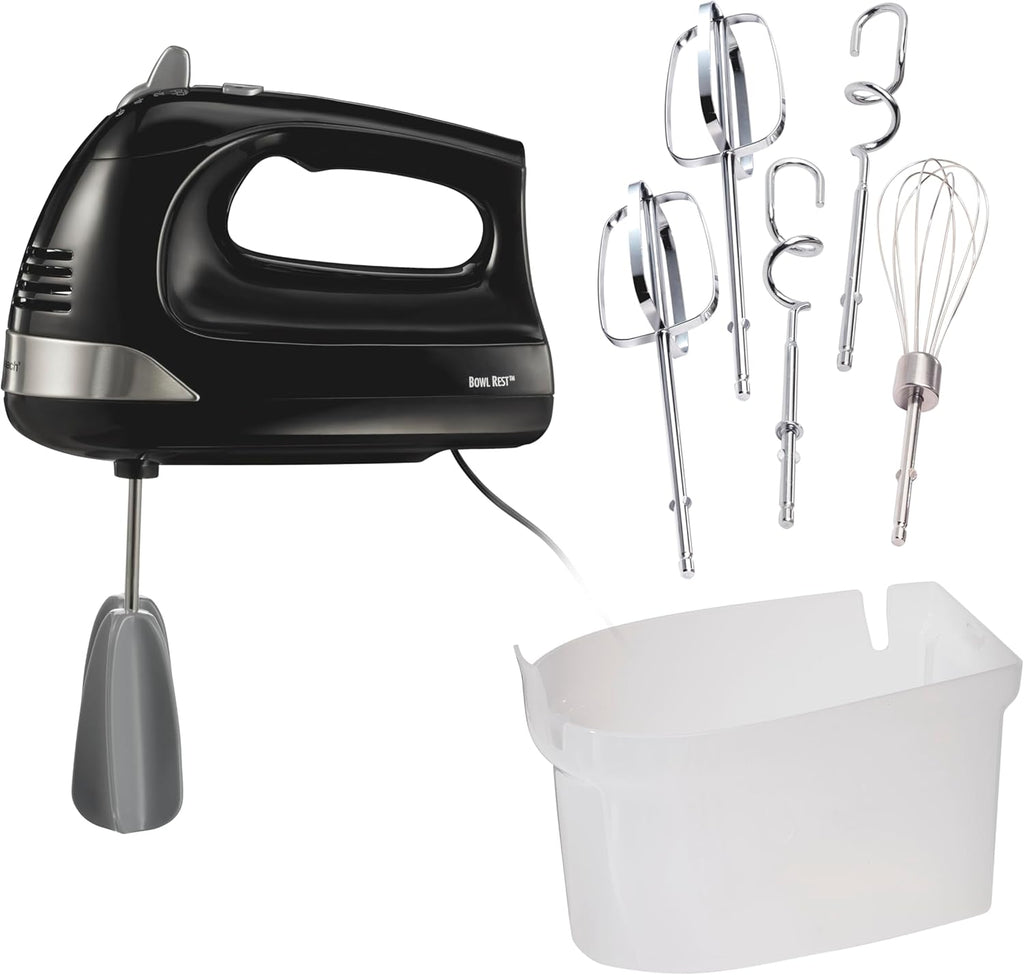 Hamilton Beach 6-Speed Hand Mixer with Storage Case, Whisk & Hooks Bundle with 3-Cup Food Chopper A1002