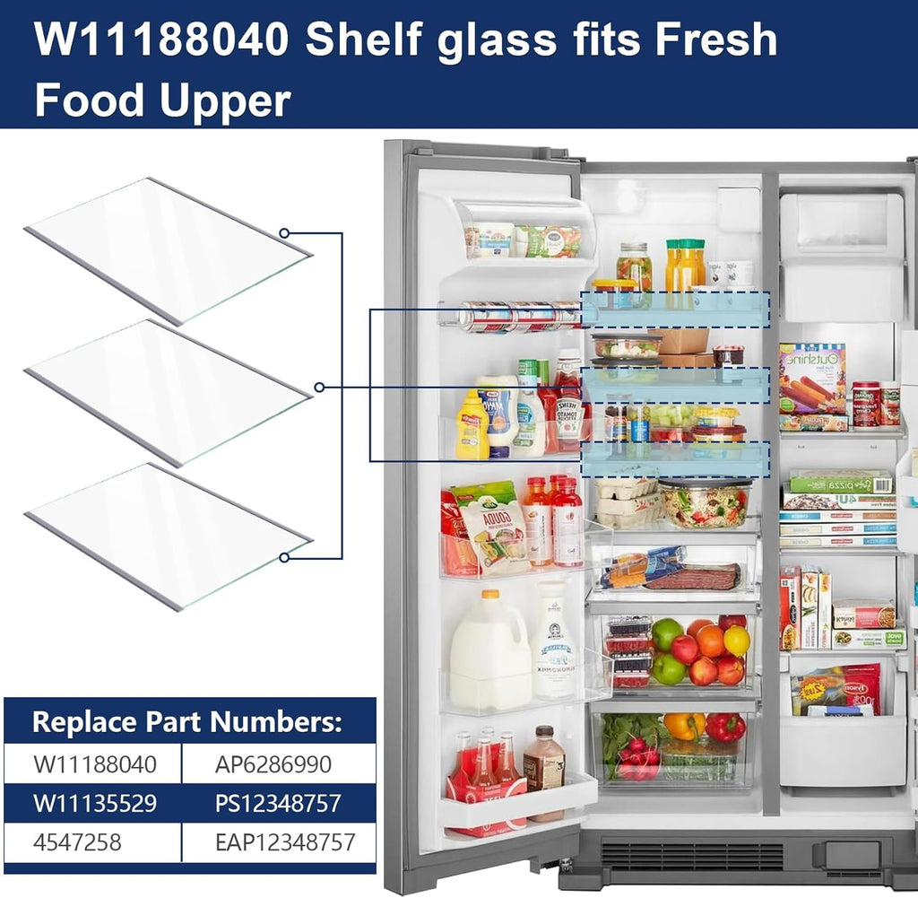 W11188040 Refrigerator Glass Shelf Replacement for Whirlpool, IKEA, Maytag G559214