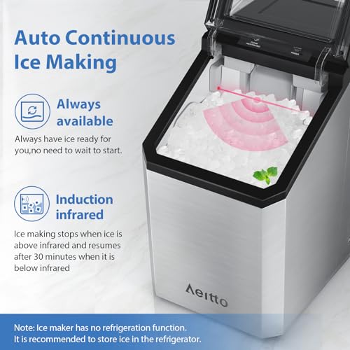 Aeitto Nugget Ice Maker Countertop, 55 lbs/Day, Stainless Steel Q1690