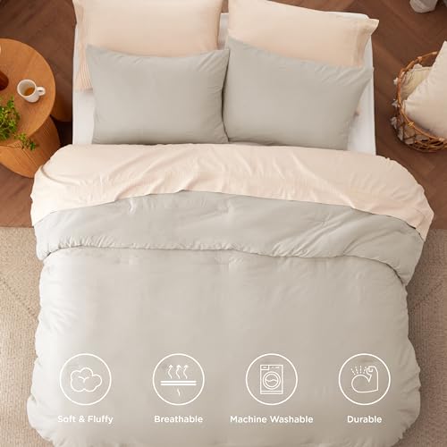 Bedsure Comforter Set, Prewashed Soft 3-Piece Bedding, Lightweight Comforter with 2 Pillowcases S37260