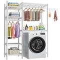 Ulif U7 Over The Washer and Dryer Storage, Laundry Room Heavy-Duty Space Saver with 6 Shelves and 2 Hanger Rods, Laundry Clothes Drying Rack and Toiletries Organizer, 47.2”W x 13.4”D x 77.4”H