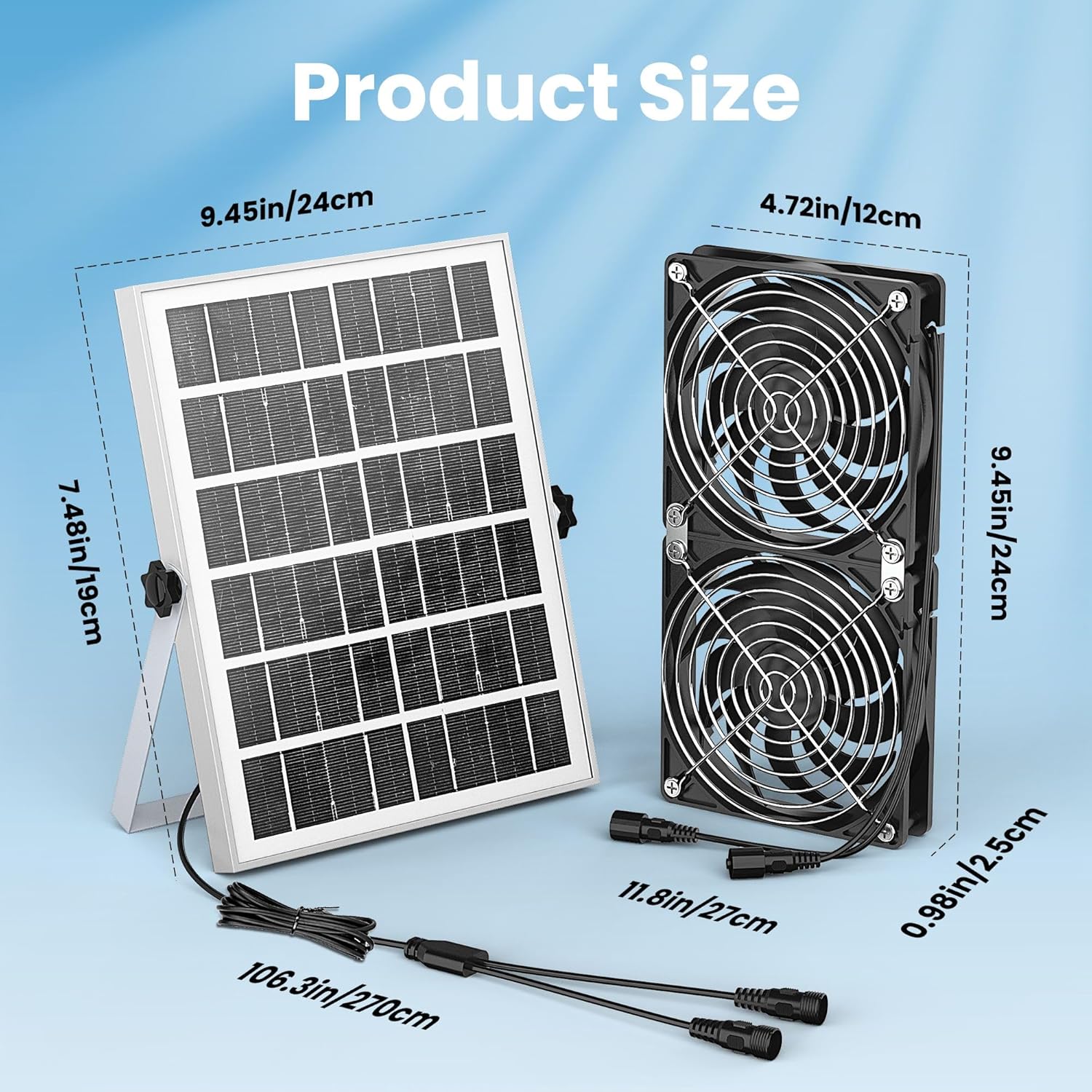 Solar Fan with Battery 20W for Greenhouse Chicken Coop Ventilation R242