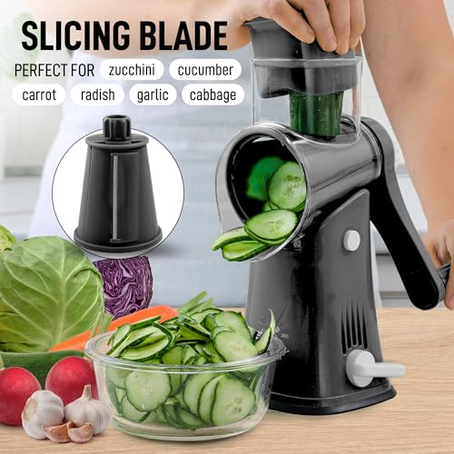 Rotary Cheese Grater with Reinforced Suction, Stainless Steel Drum Blades C537410