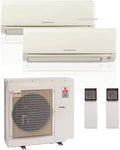 Mitsubishi 21,000 Btu 20 Seer Dual Zone Ductless Mini Split - 9K-12K - Heat Pump System (AC and Heat)
