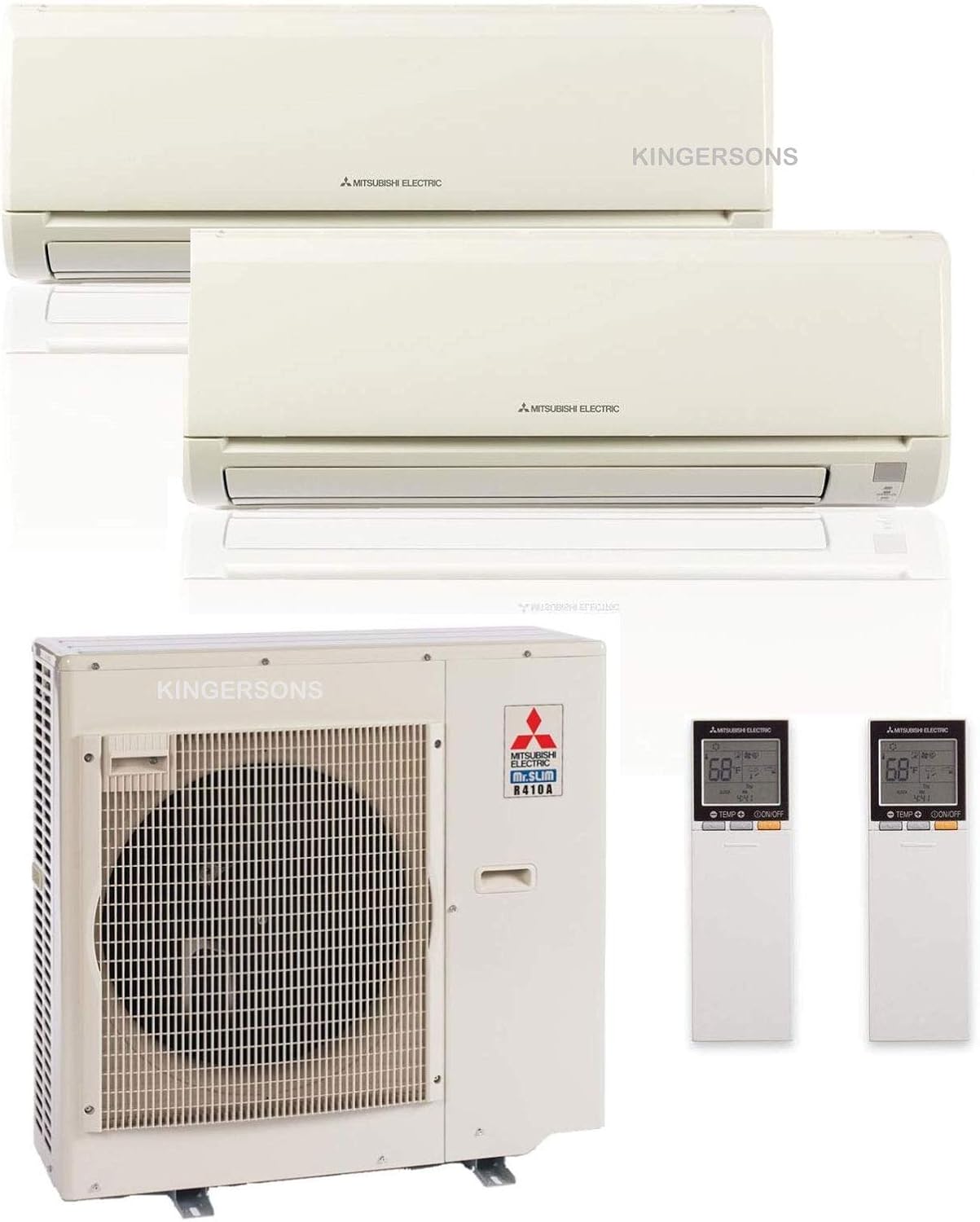 Mitsubishi 21,000 Btu 20 Seer Dual Zone Ductless Mini Split - 9K-12K - Heat Pump System (AC and Heat)