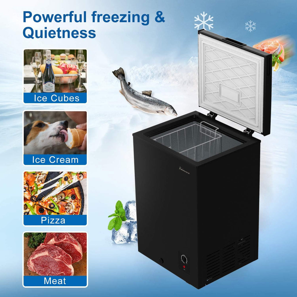 Kalamera 3.5 Cu.ft Chest Freezer for Home, Black, KCF-100-SS G8994